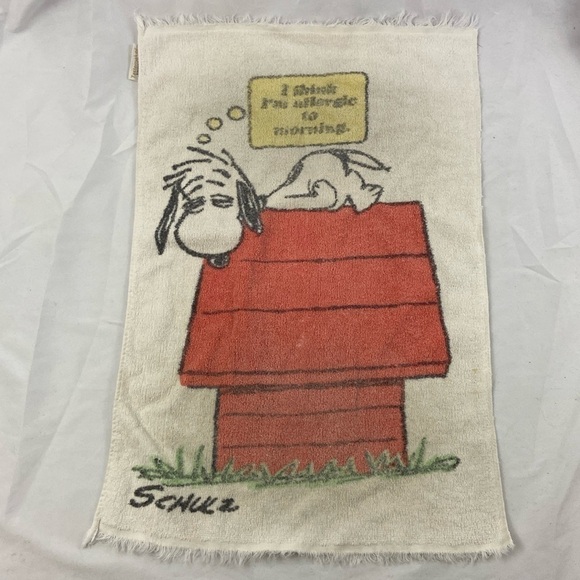Charlie Brown Other - Vintage 1971 Schultz Snoopy Allergic To Mornings Tea Towel Peanuts Charlie Brown